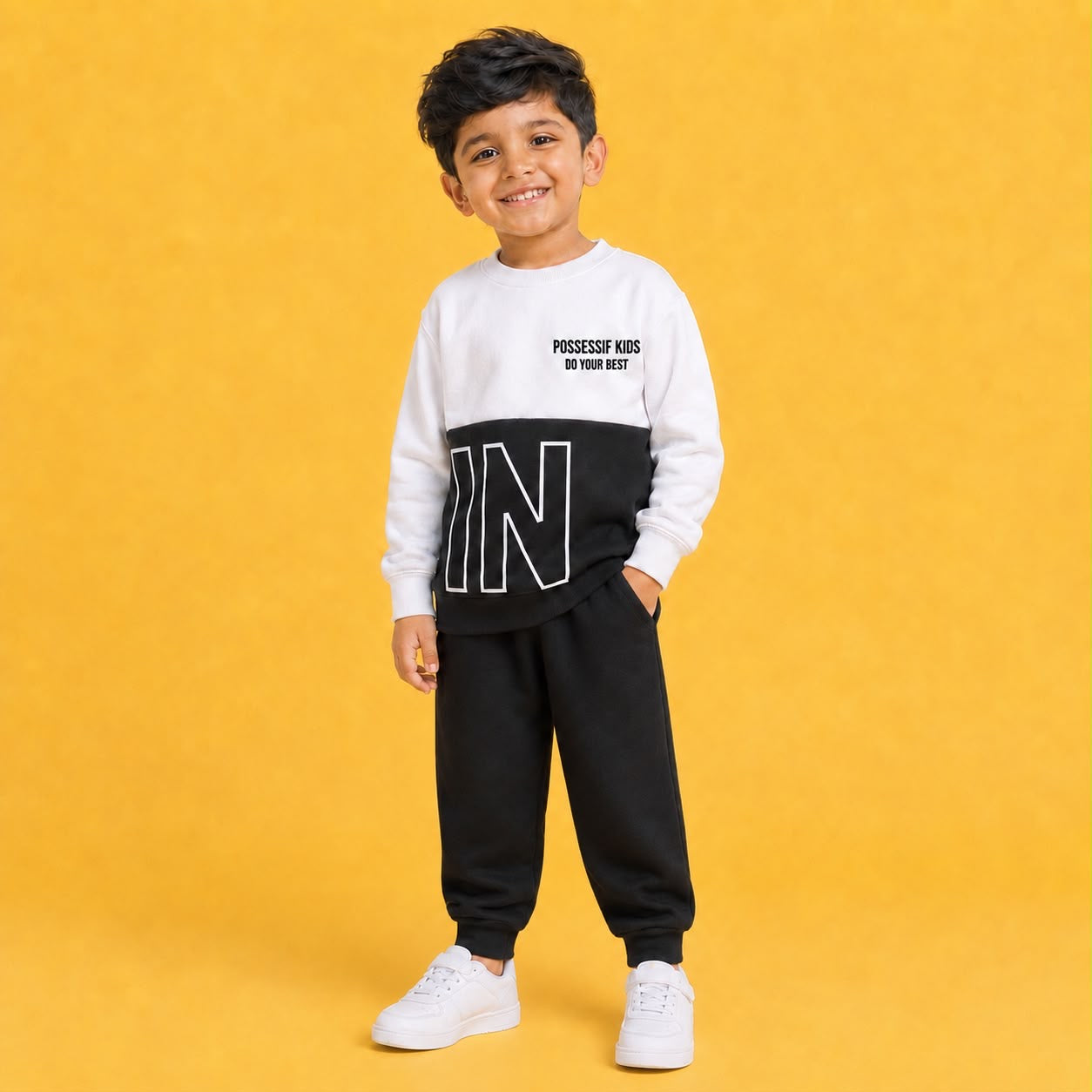Black & White Sweatshirt Jogger Co-Ord Set