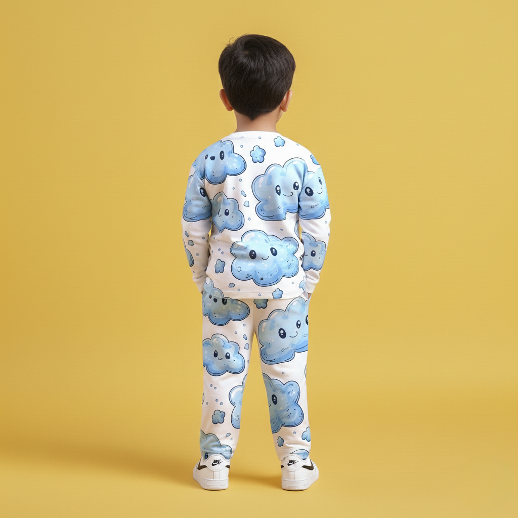 Cute Cloud Full T-shirt & Jogger Co-ord Set