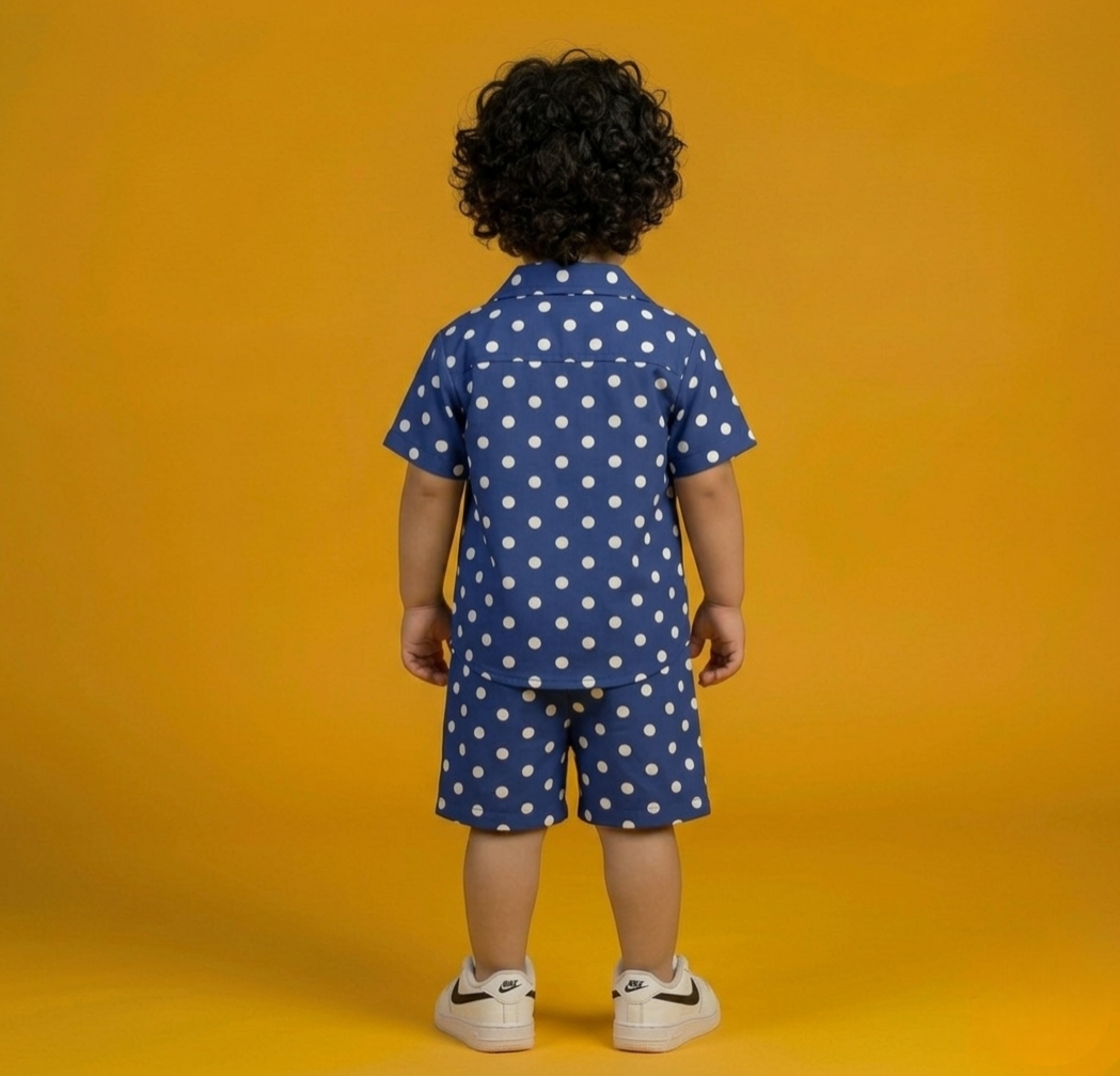 Mid-Night Dot boys Shirt & Short Set