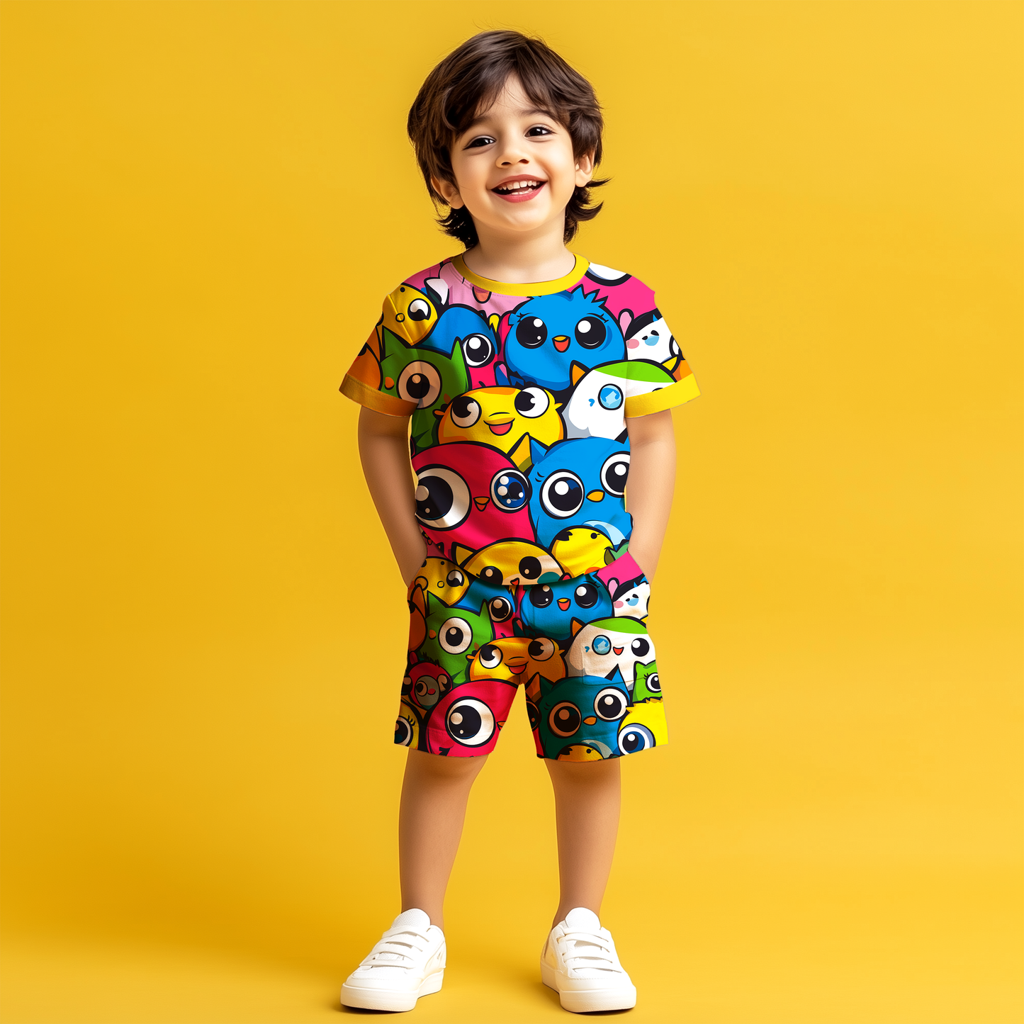 Cute Eyes T-shirt & Shorts Kids Co-ord Set