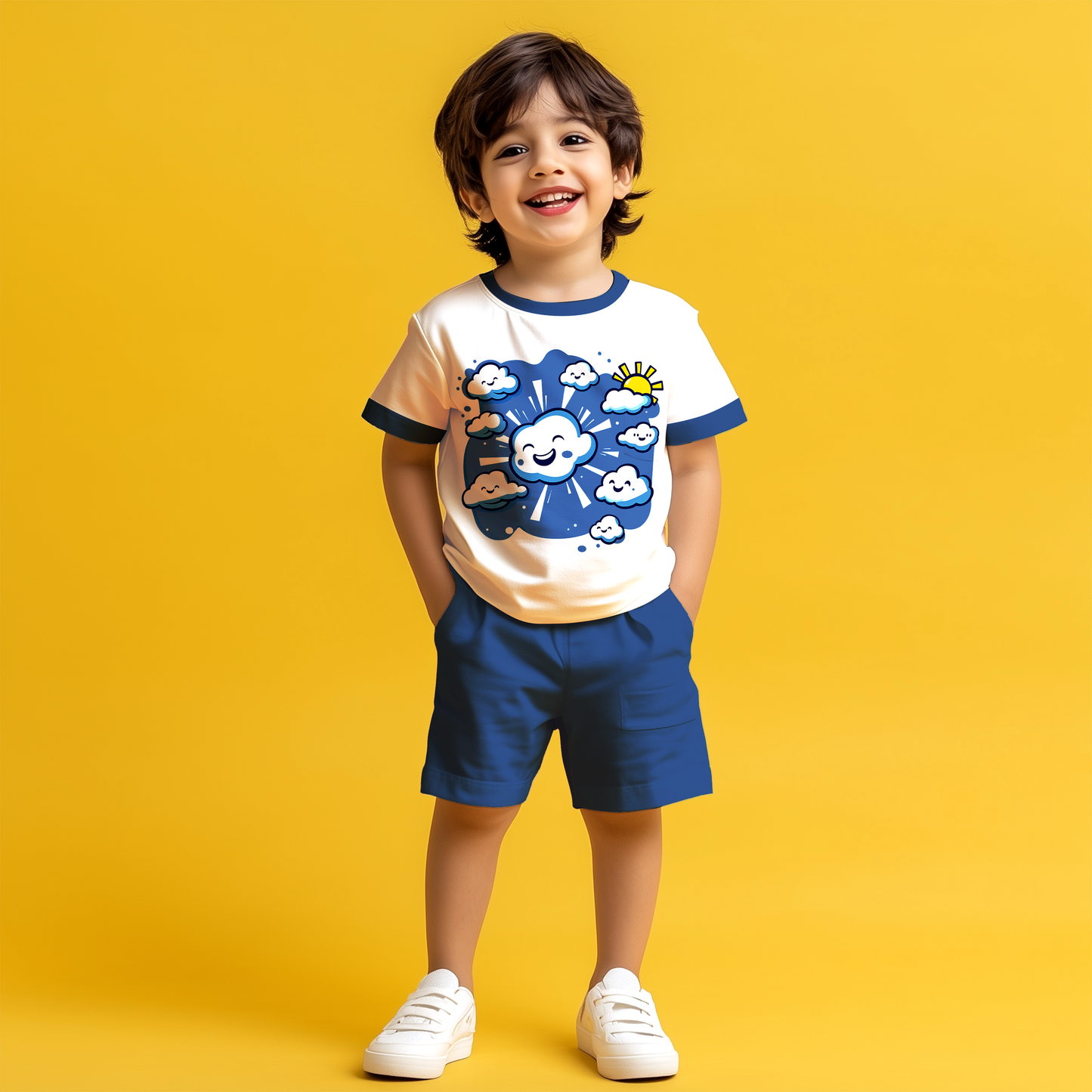 Blue Cloud T-shirt & Shorts Set