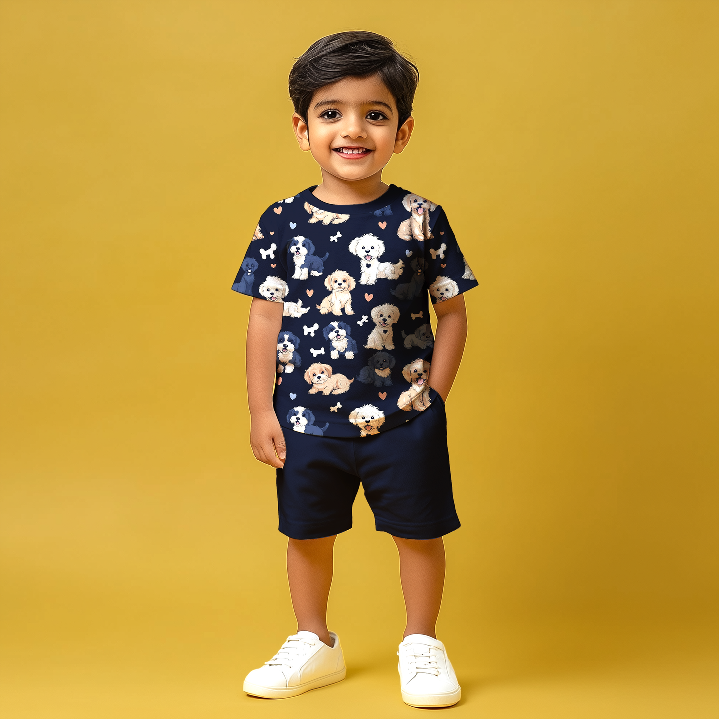 Blue Dogs T-shirt & Shorts Kids Co-ord Set