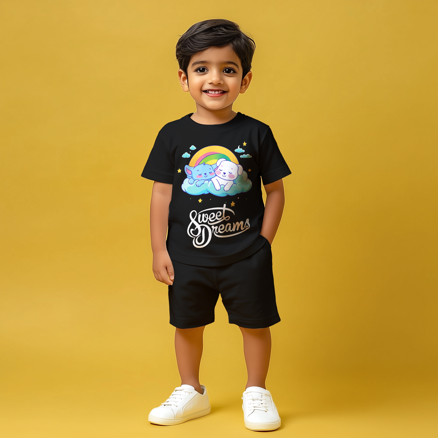 Sweet Dream Black T-shirt & Shorts Set