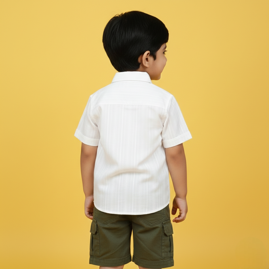 White Dobby Kids Shirt
