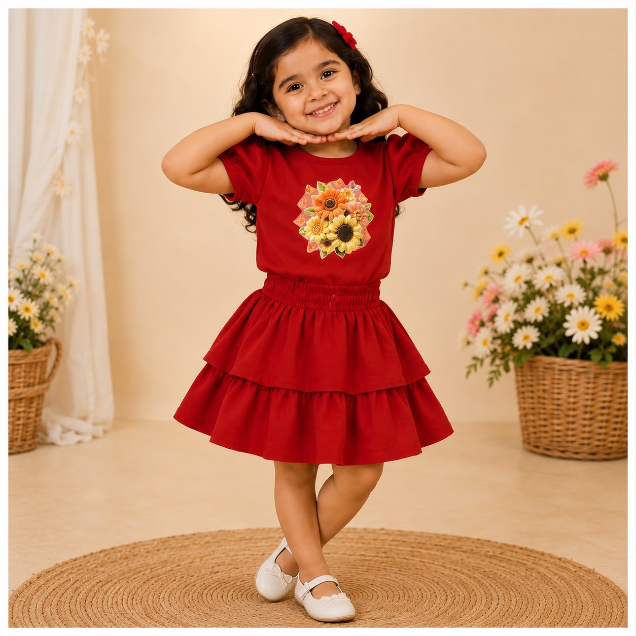 Red Floral Print Co-ord set