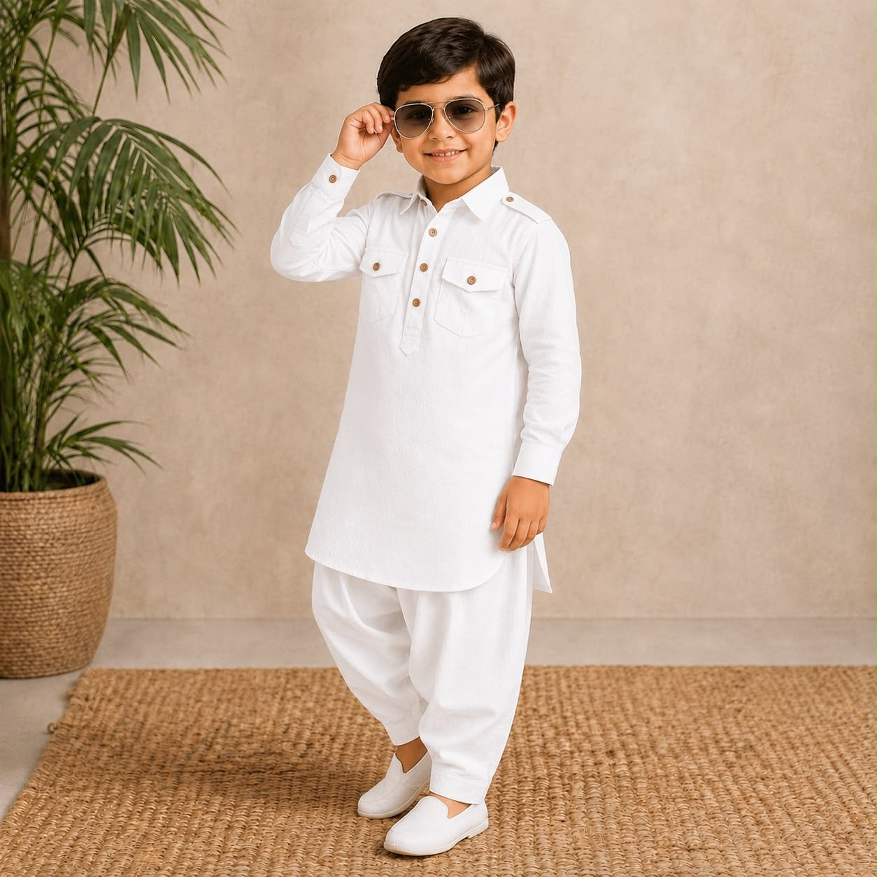 white pathani kurta pajama set