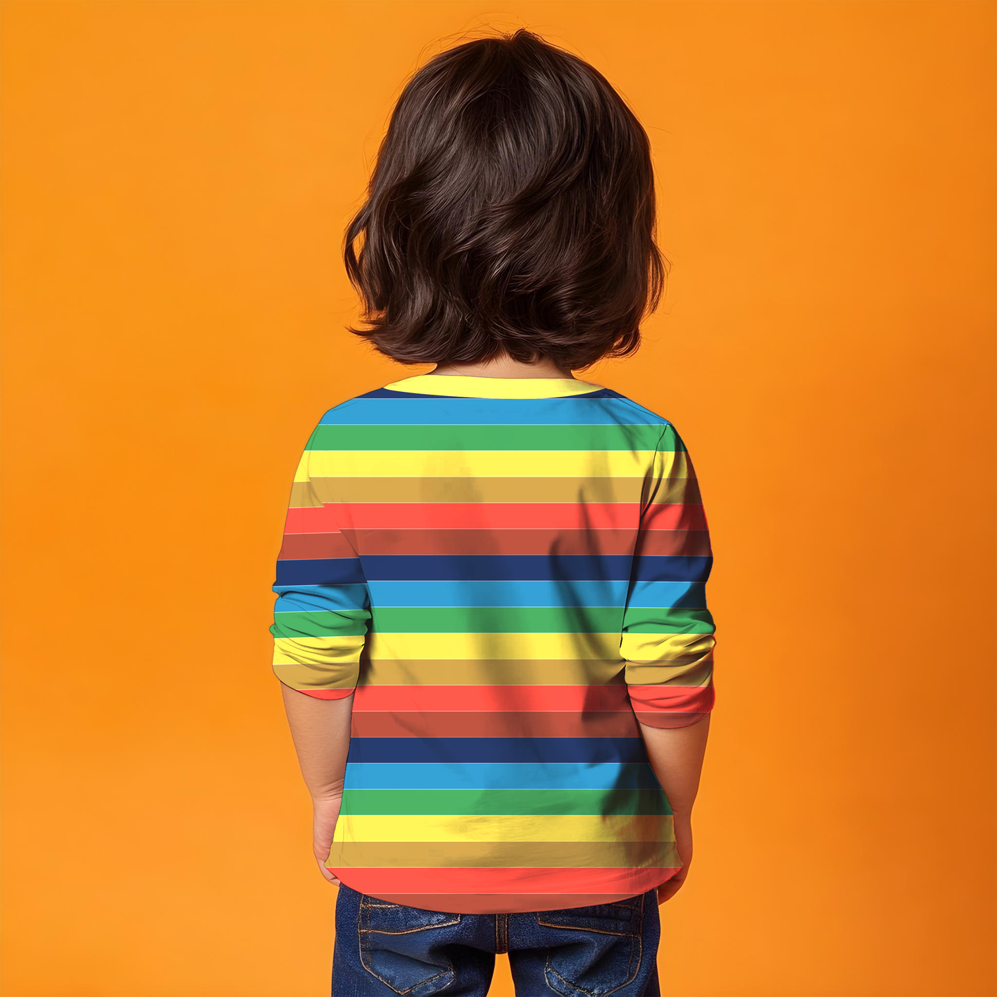 Multicolor Striped Kids Full T-Shirt