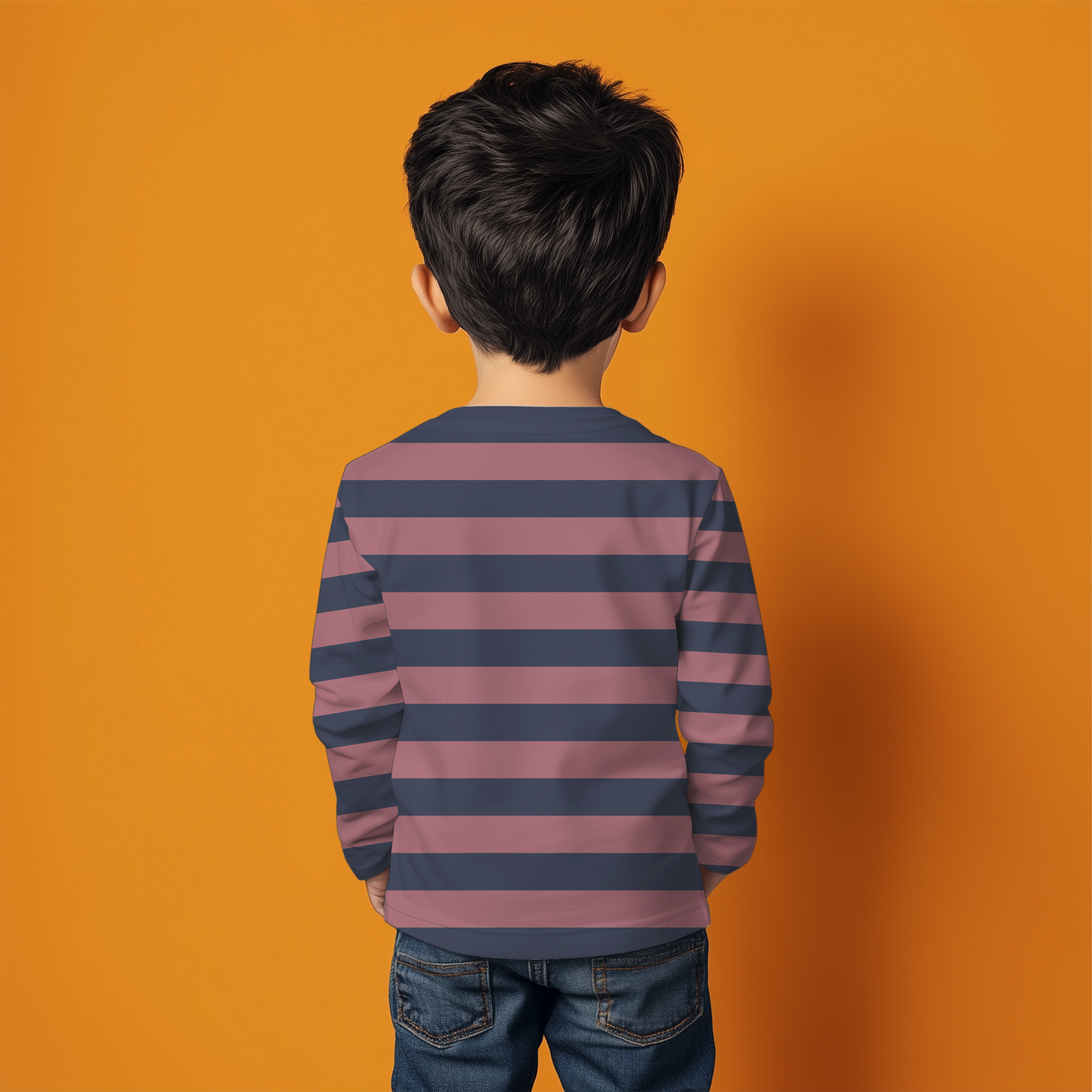 Crown Blue Striped Kids Full T-Shirt
