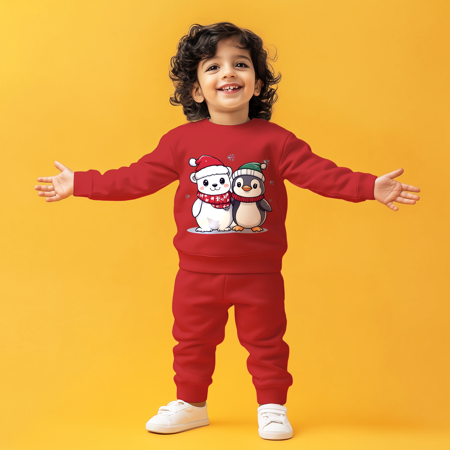 Winter Santa Red Kids Sweatshirts Co-ords Set