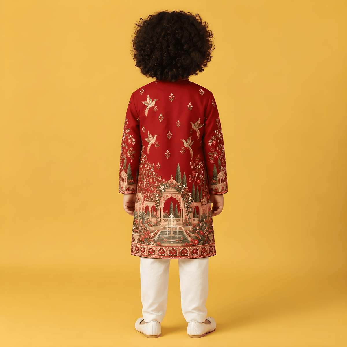 Royal Palace Maroon Printed Kurta Pajama Set for Boys