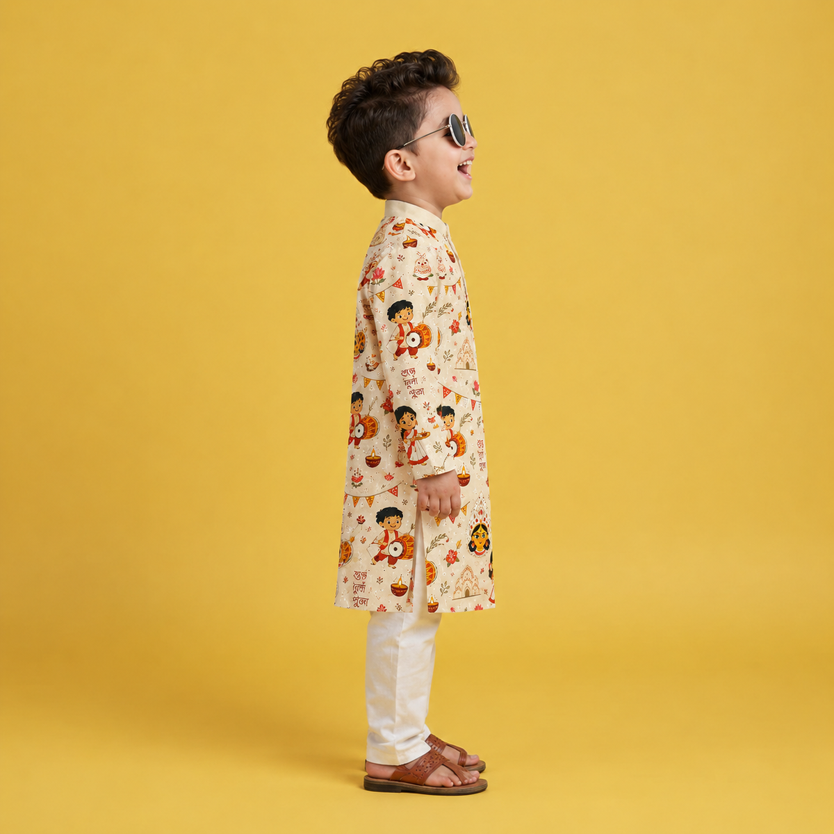 Durga Puja Printed Kurta Set