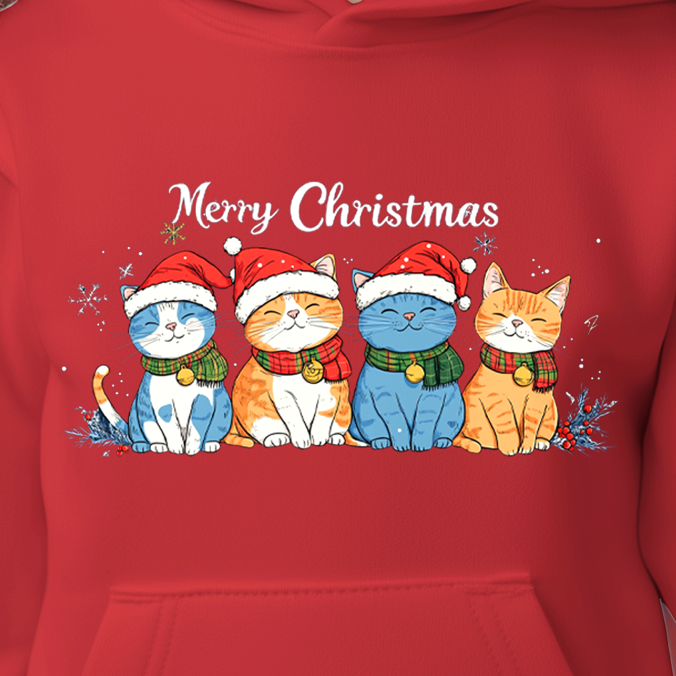 Santa Cats Red Kids Hoodie