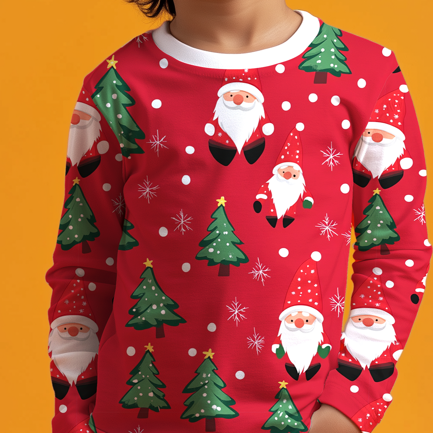 Christmas Red Santa Kids Full T-Shirt