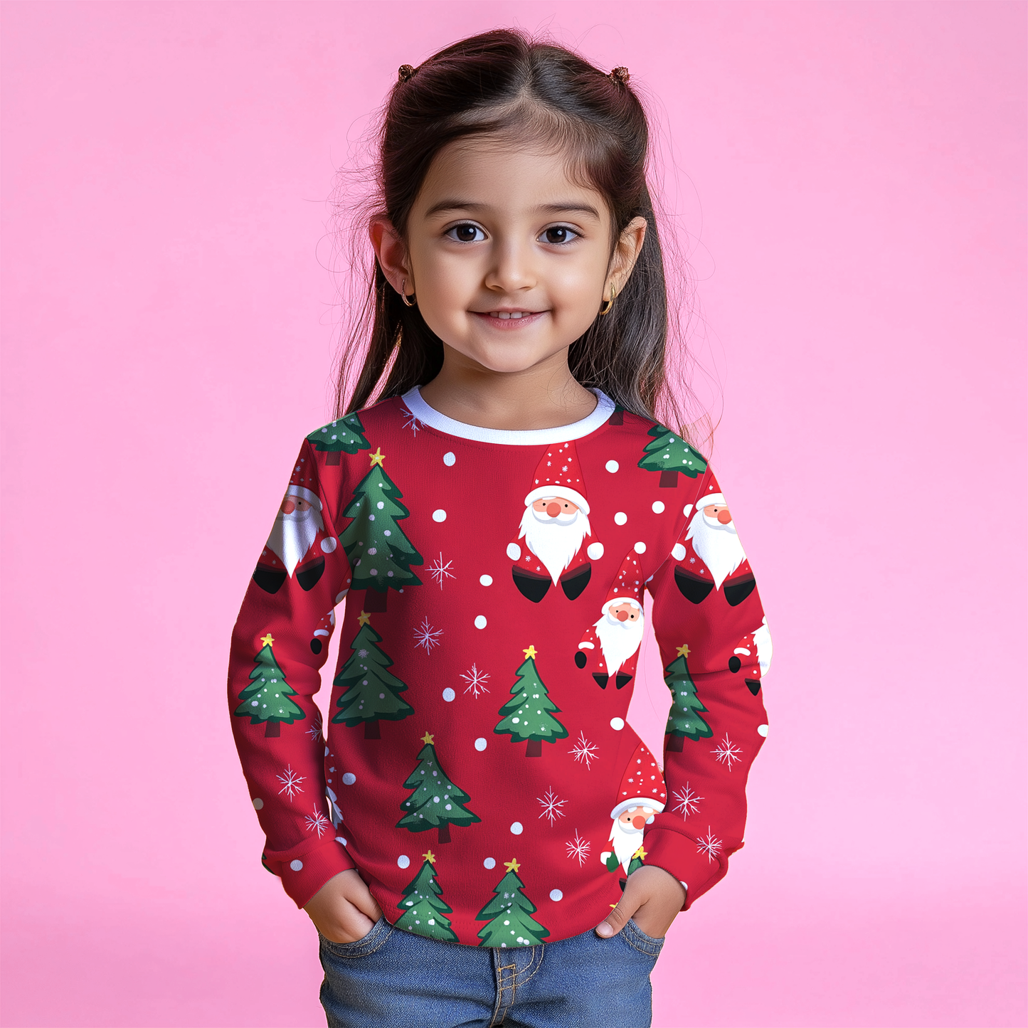 Christmas Red Santa Kids Full T-Shirt