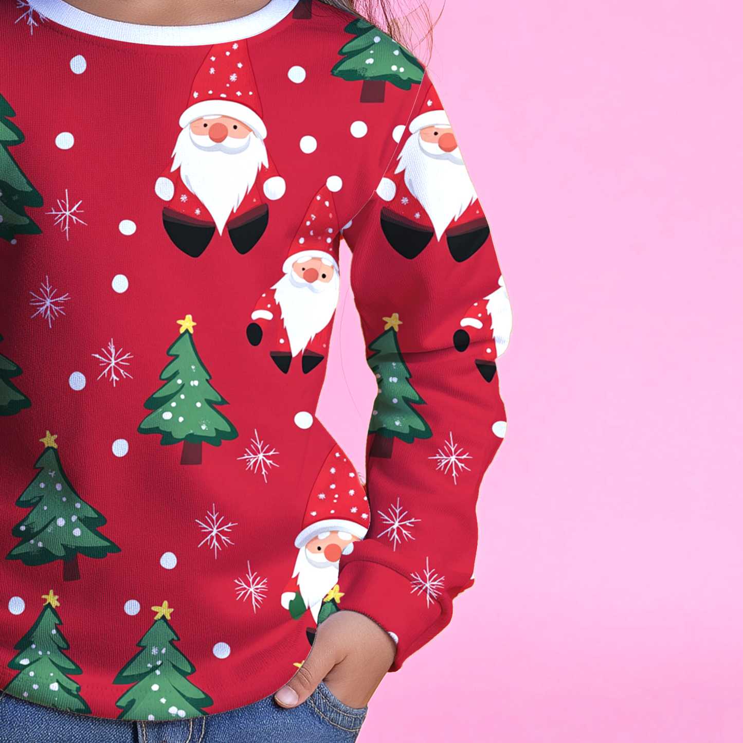 Christmas Red Santa Kids Full T-Shirt