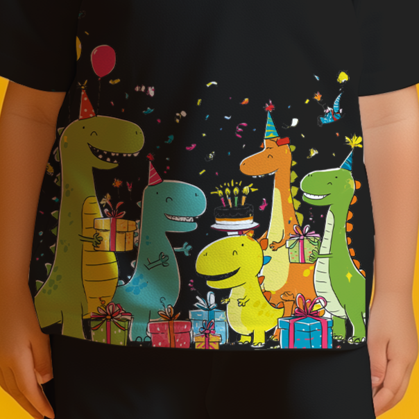 Black Dinosaur Party T-shirt