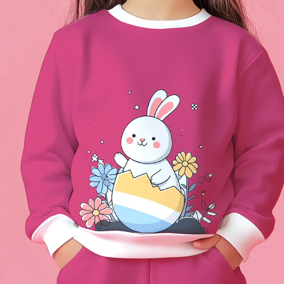 Pink Bunny Egg Sweatshirts Co-ords Set