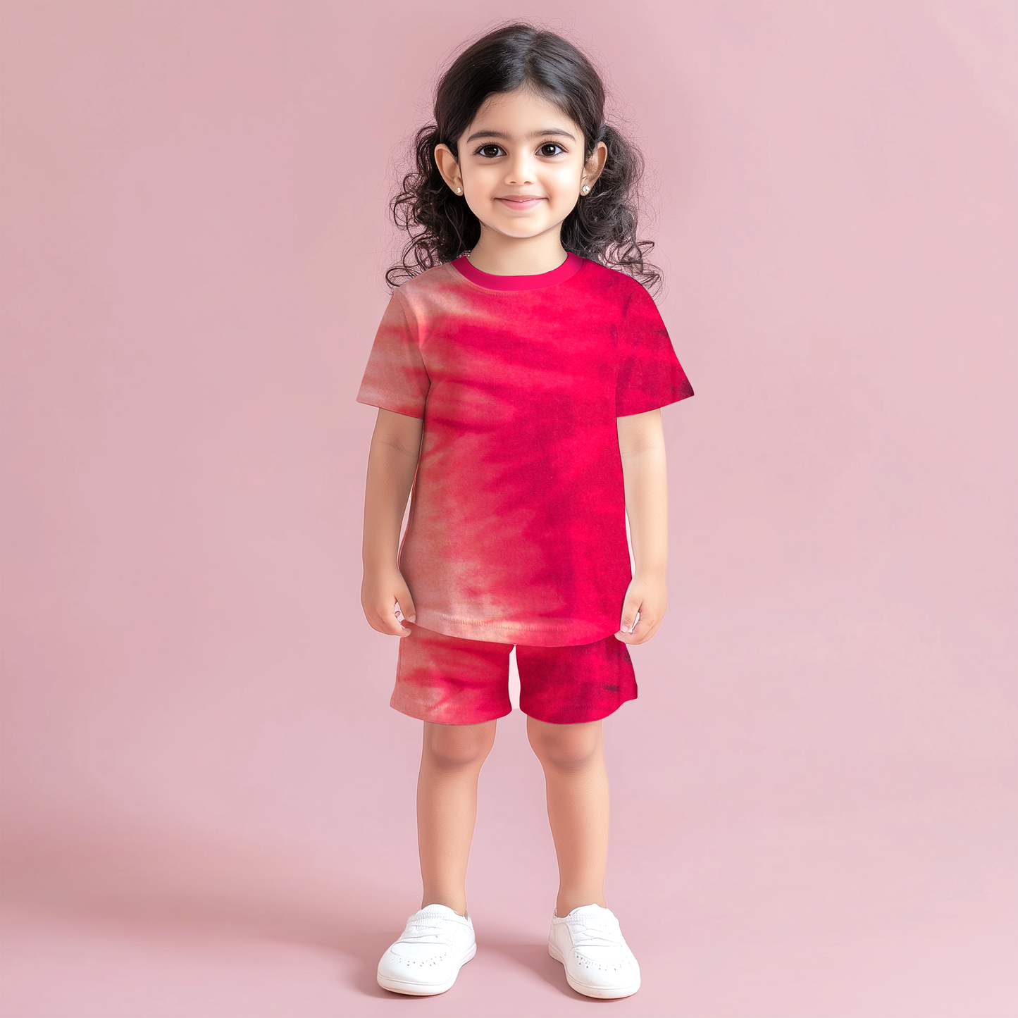 Ruby Effect Tie-Dye Half T-shirt & Shorts Kids Co-ord Set