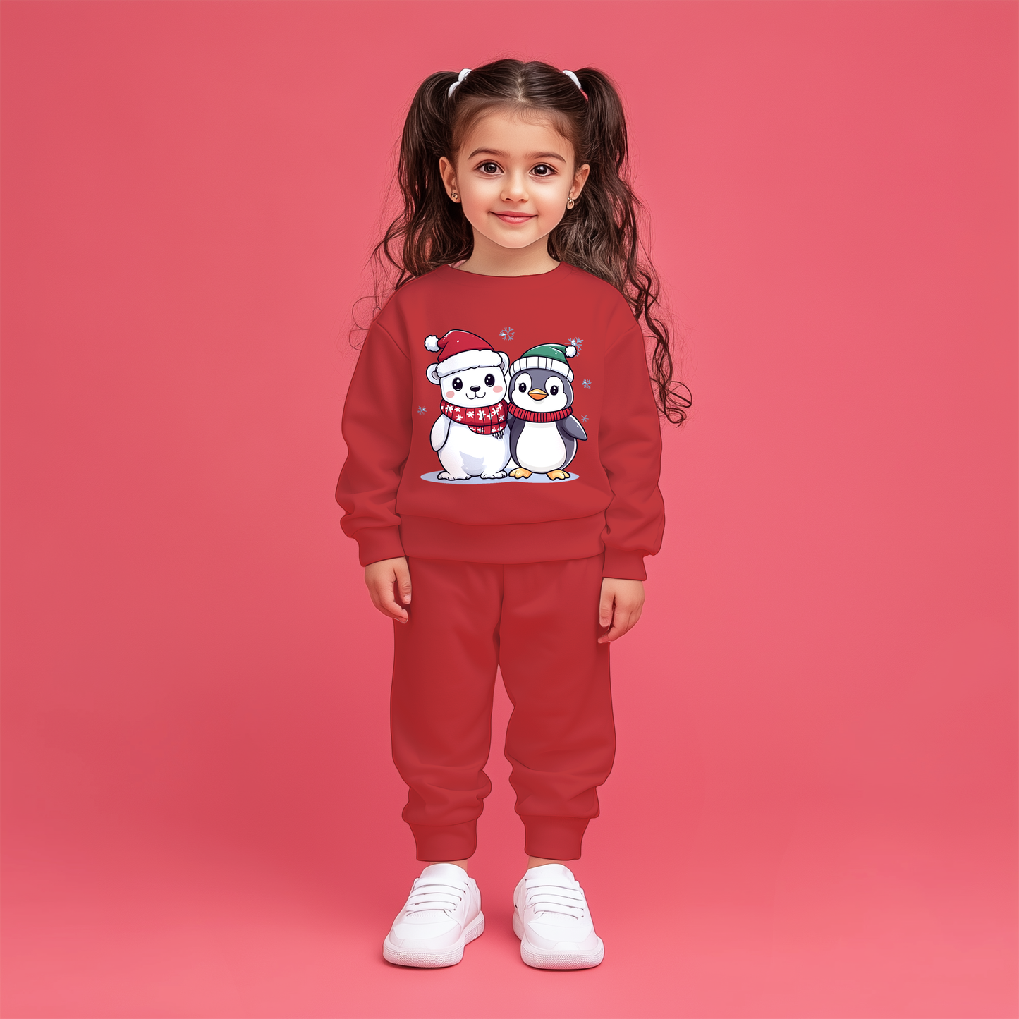 Winter Santa Red Kids Sweatshirts Co-ords Set
