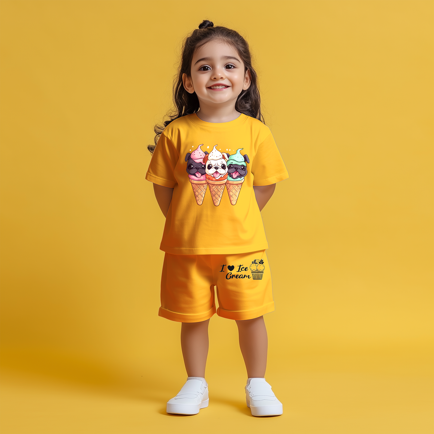 Ice Cream Yellow T-shirt & Shorts Set