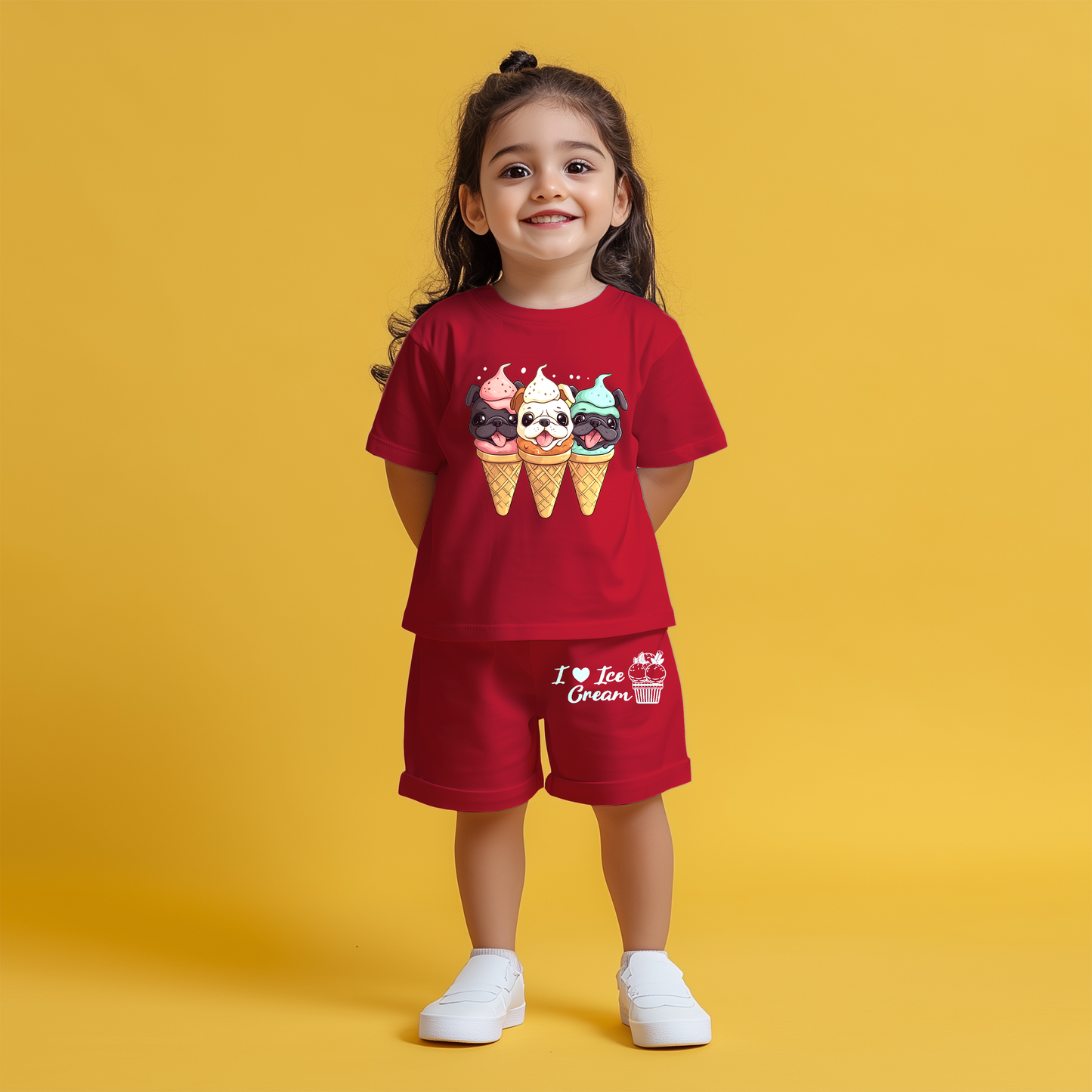 Ice Cream Red T-shirt & Shorts Set