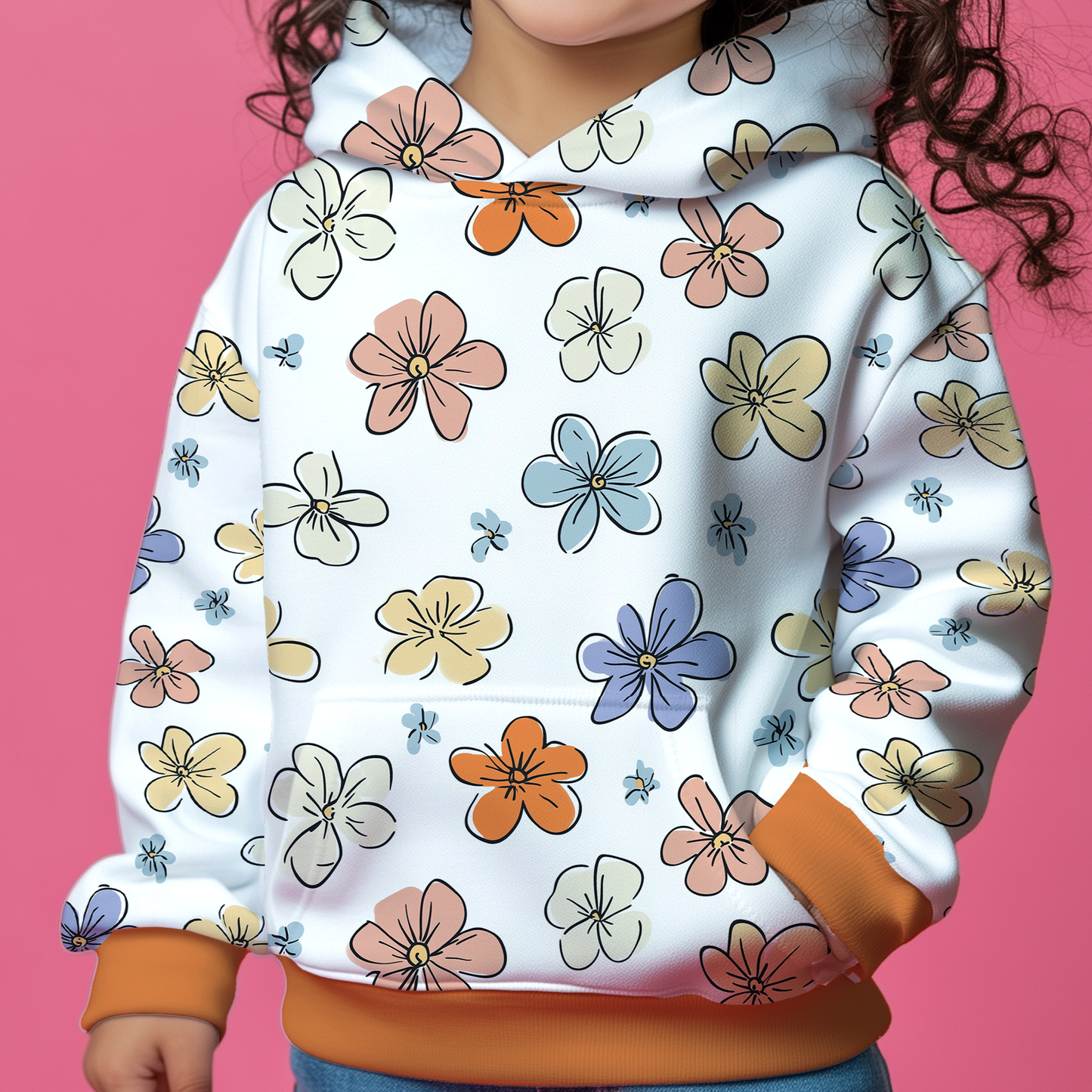 Floral Draw Kids Hoodie