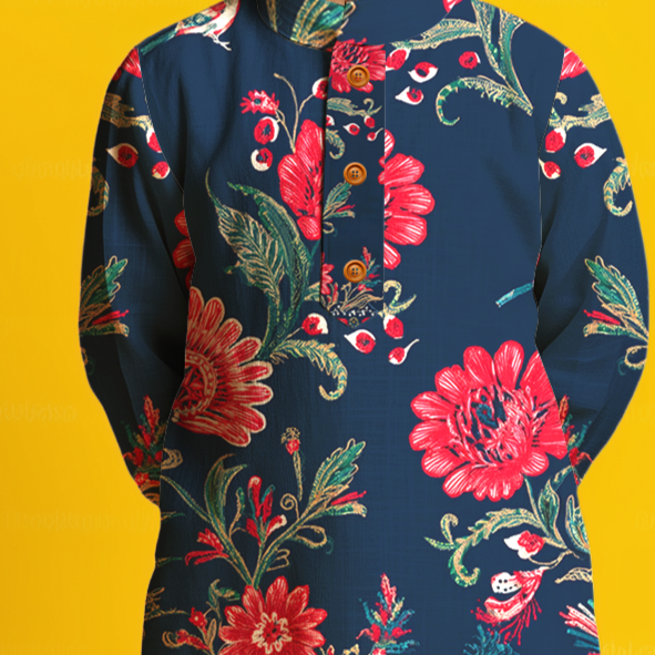 Pathani Floral Kurta Pajama Set