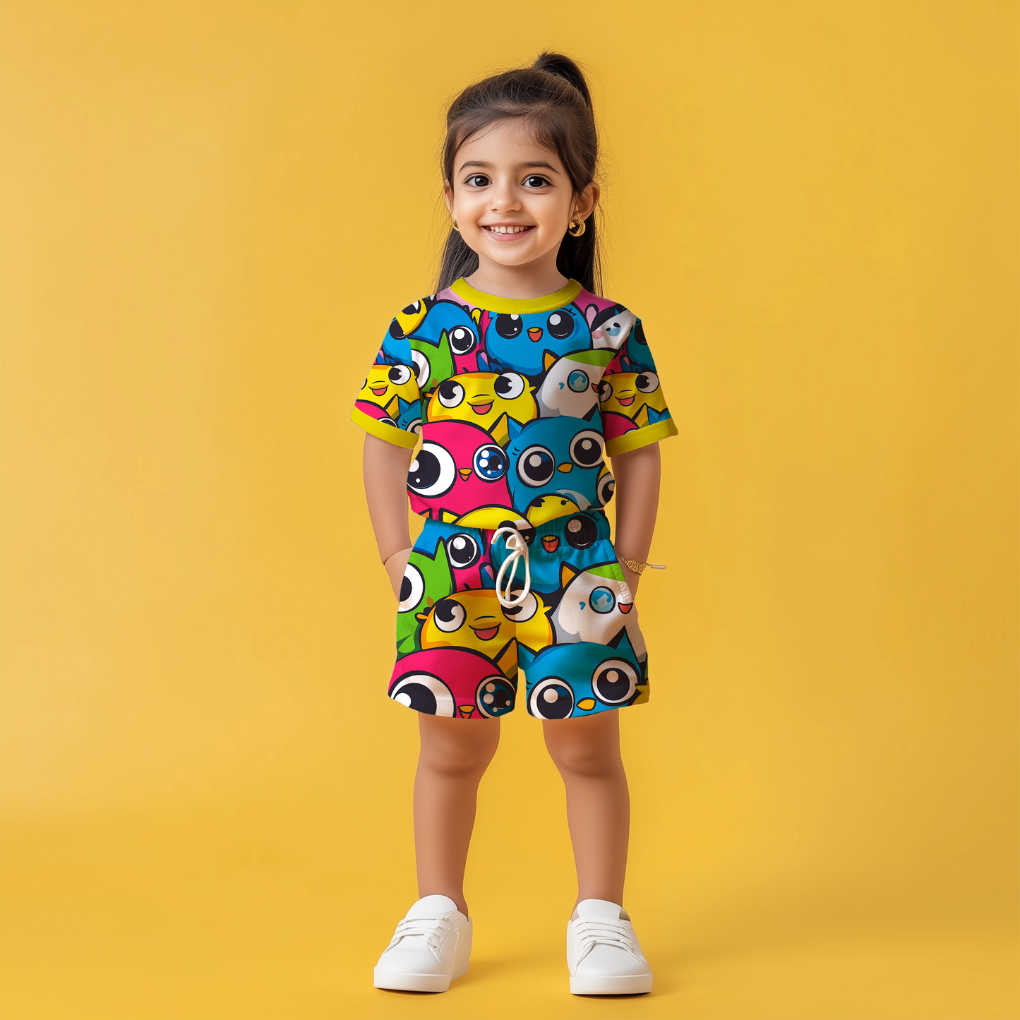Cute Eyes T-shirt & Shorts Kids Co-ord Set