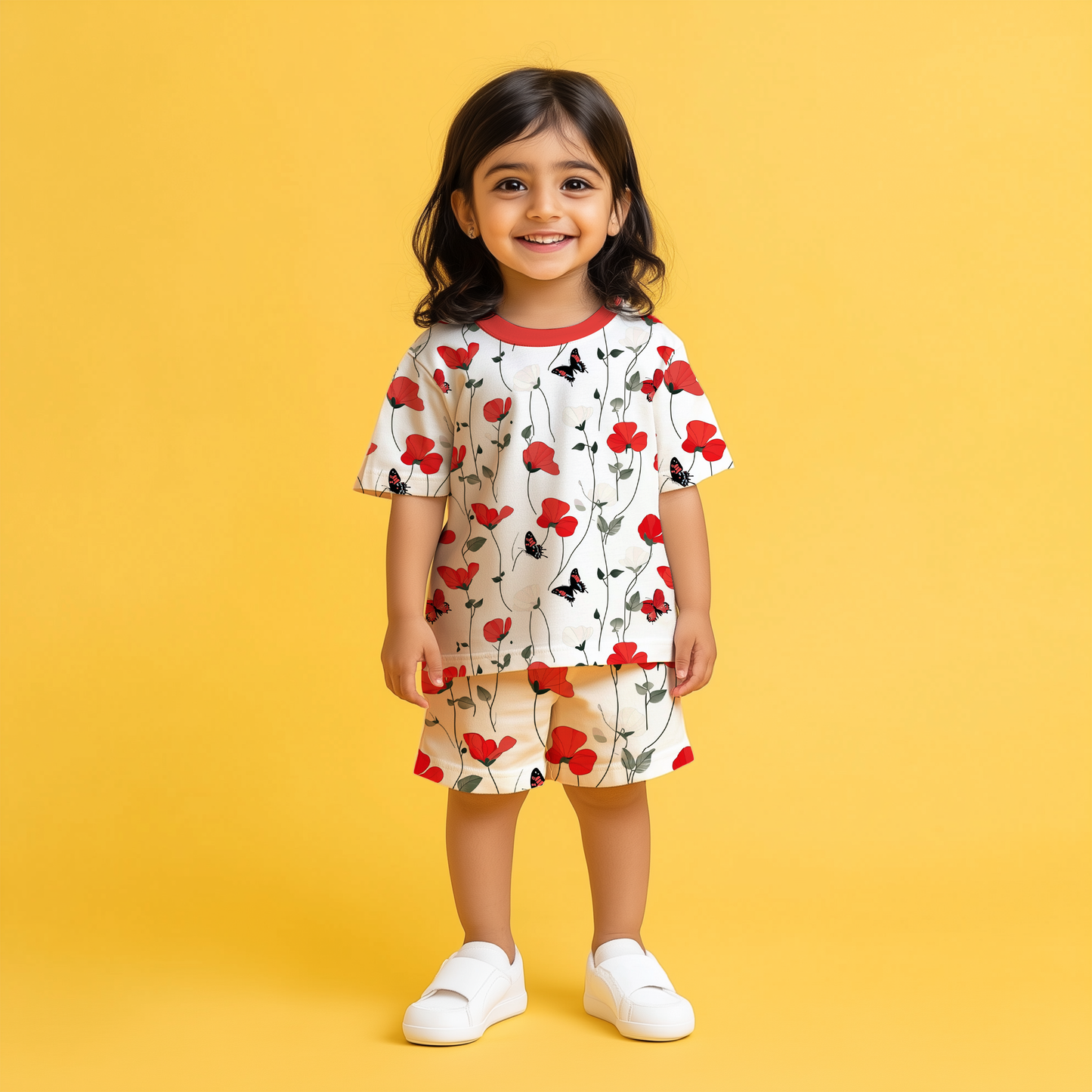 Rose T-shirt & Shorts Kids Co-ord Set