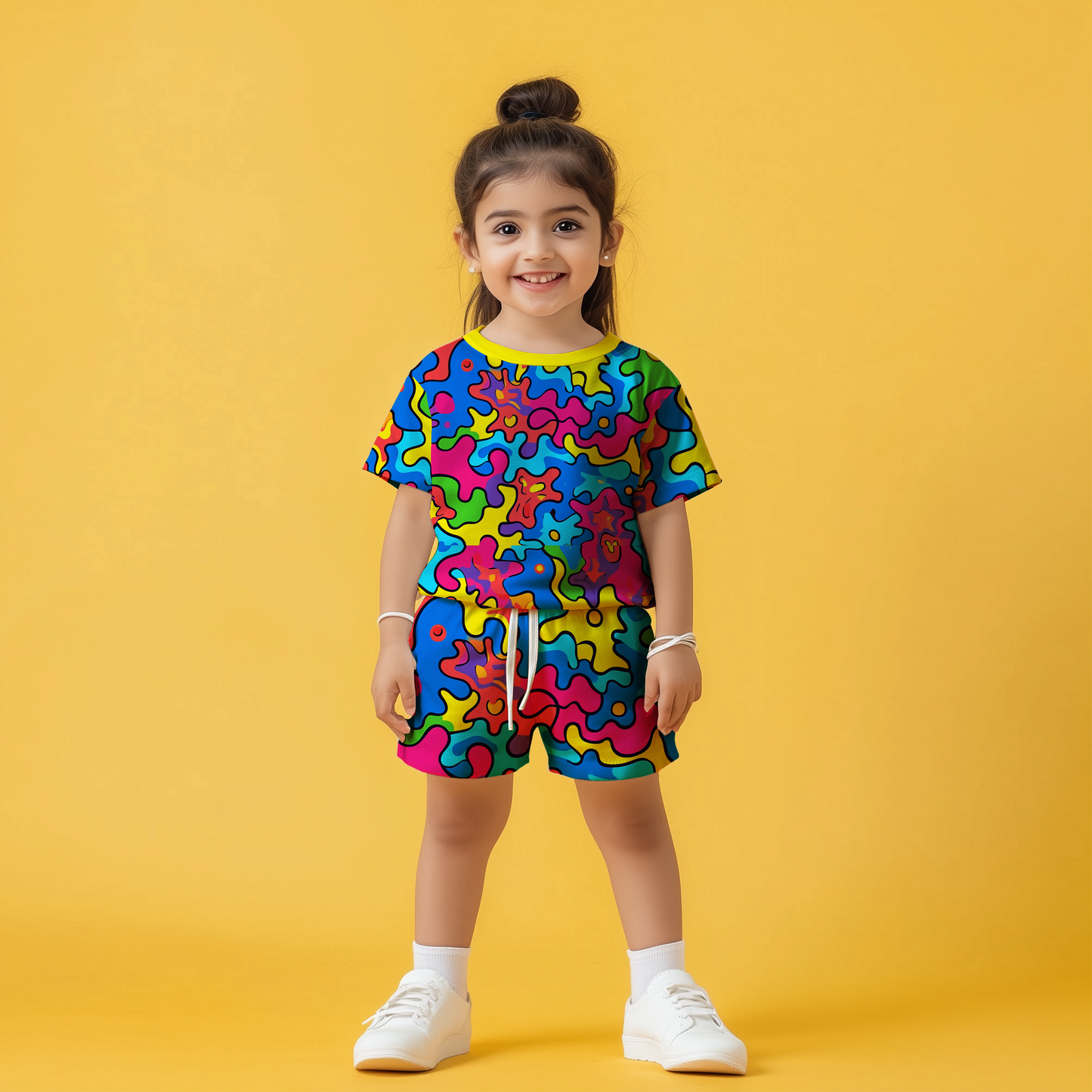 Color Art T-shirt & Shorts Kids Co-ord Set