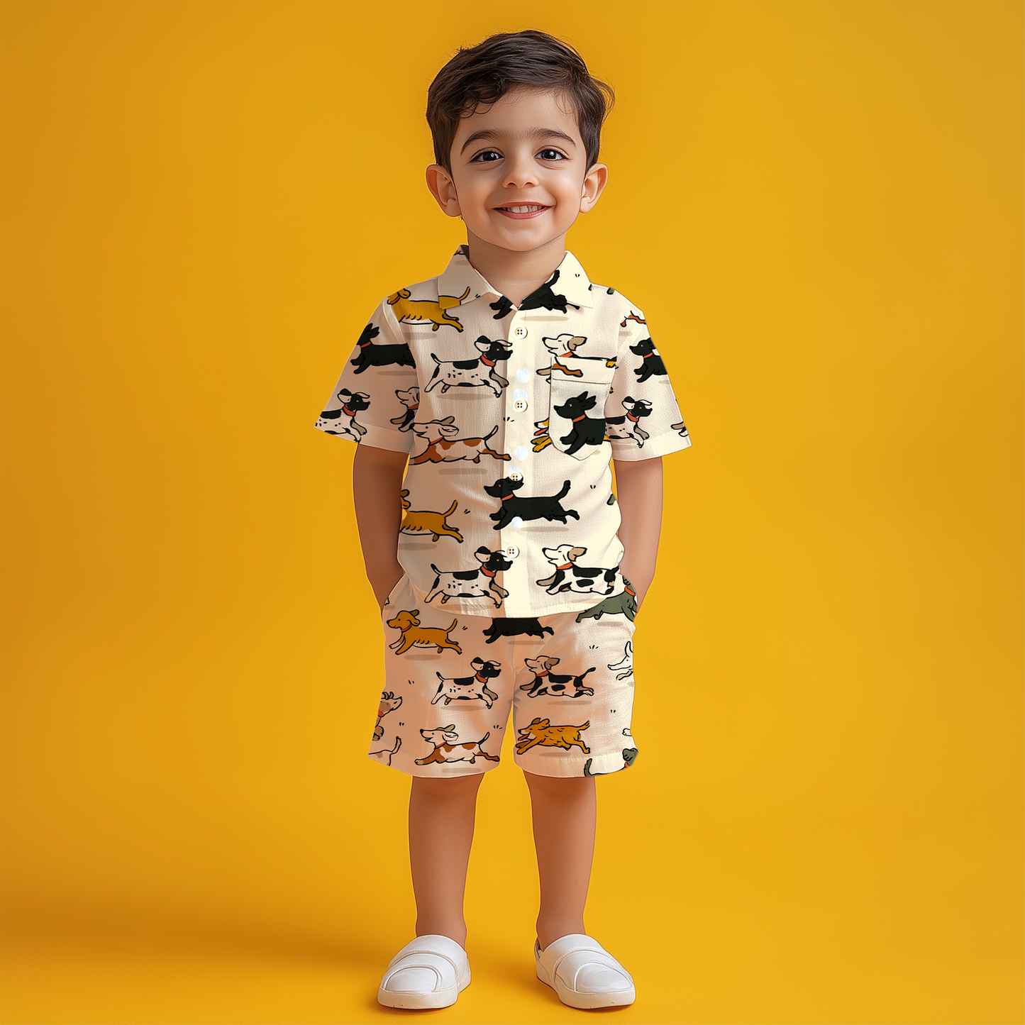 Playful Pups Shirt & Shorts Kids Co-ord Set
