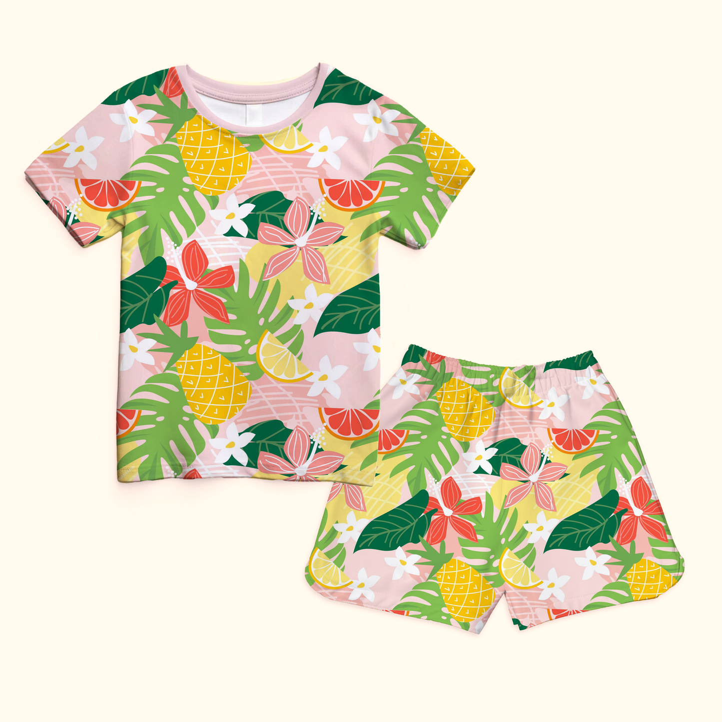 Fruit & Leaf T-shirt & Shorts Kids Co-ord Set