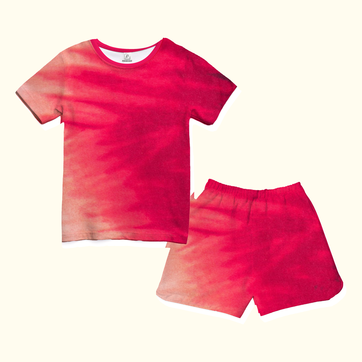Ruby Effect Tie-Dye Half T-shirt & Shorts Kids Co-ord Set