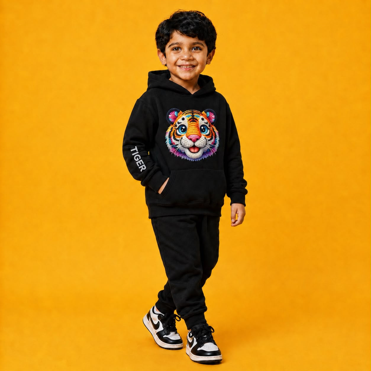 Black Tiger Printed Hoodie & Jogger Set