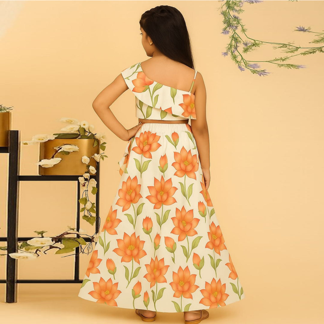 Botanical Lotus Silk Cotton Lehenga Set