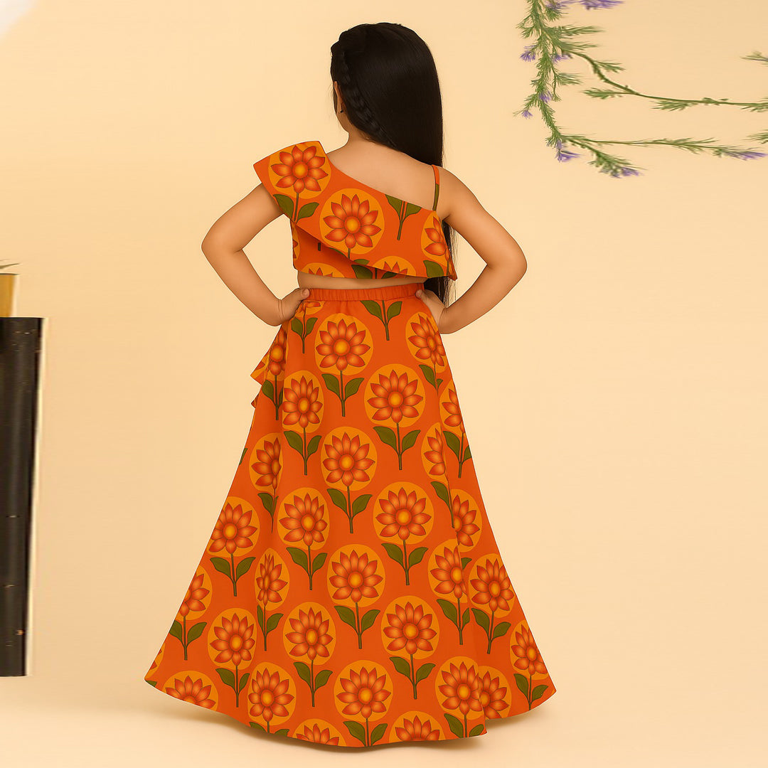 Marigold Cotton Silk Lehenga Set