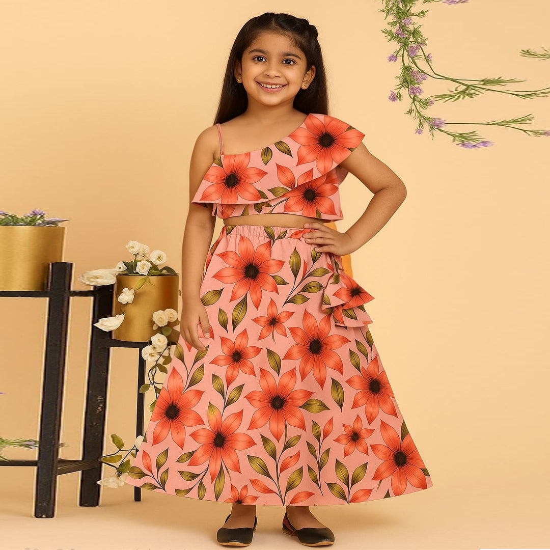Tropical Floral Silk Cotton Lehenga Set