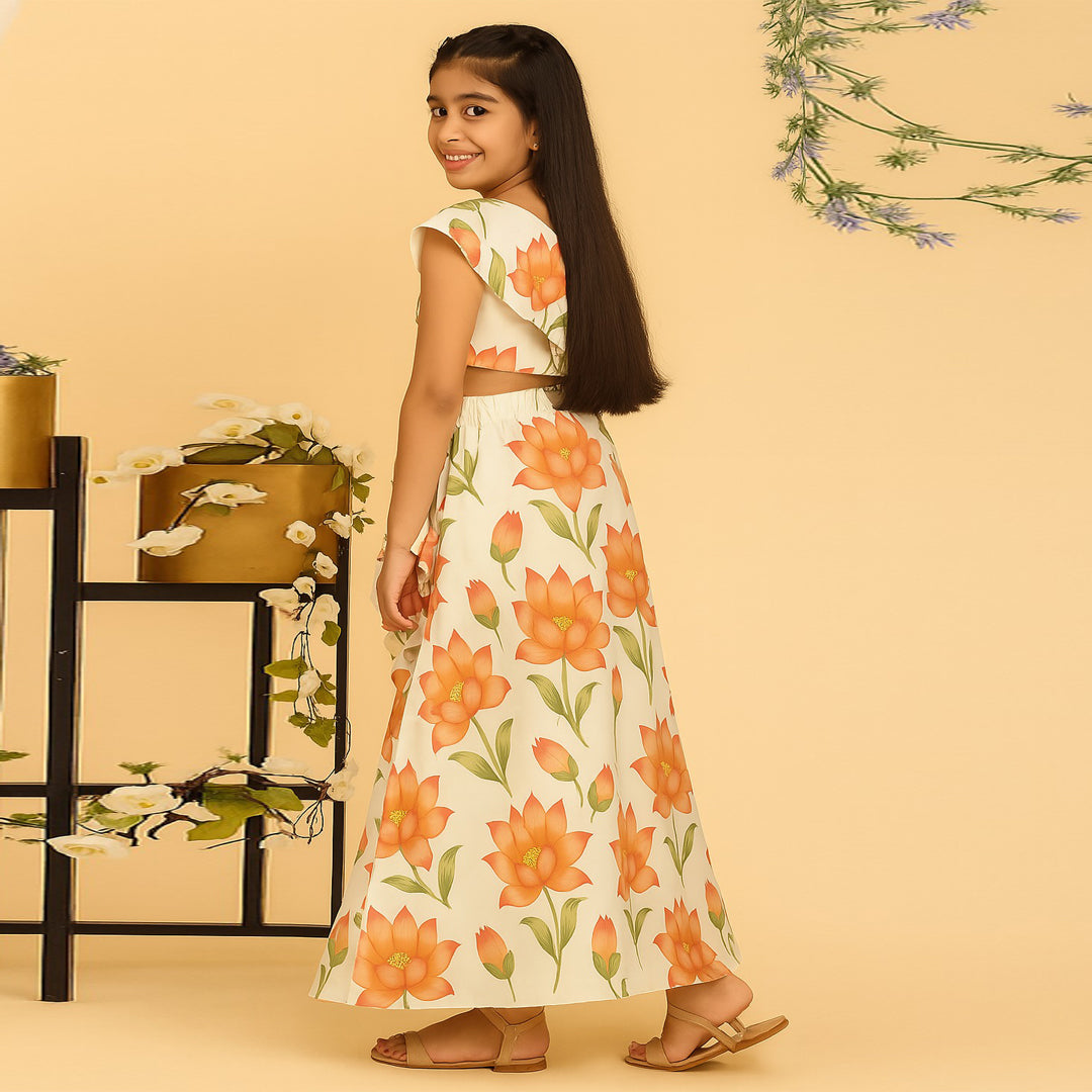 Botanical Lotus Silk Cotton Lehenga Set