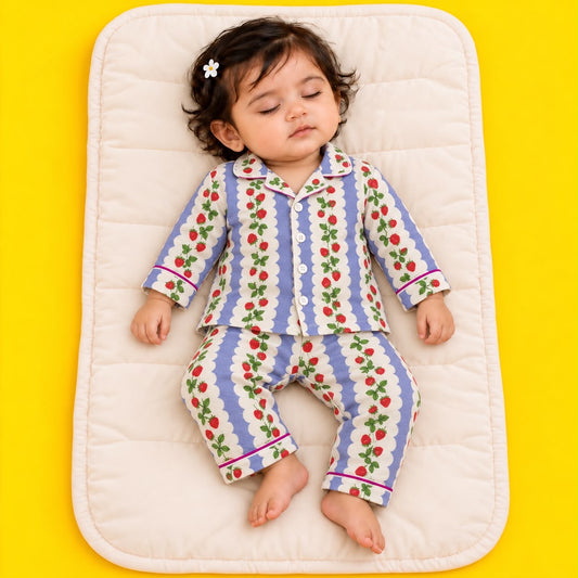 Berry Sweet Strawberry Print Night Suit with Matching Bag & Bottle Cover
