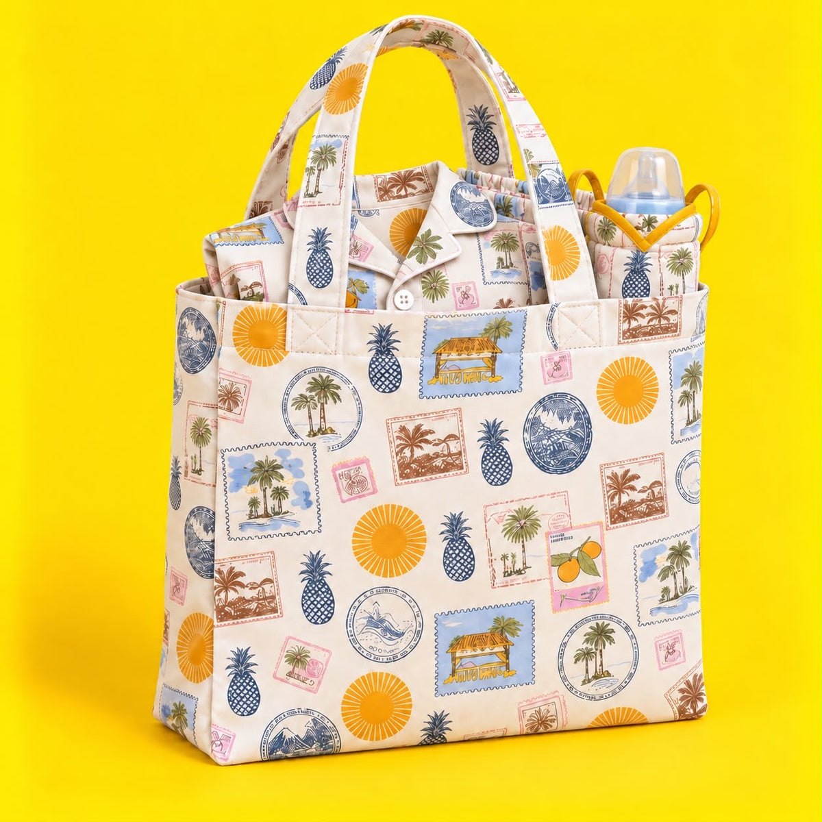 Little Sunshine Printed Cotton Night Suit Set with Matching Bag & Bottle Cover