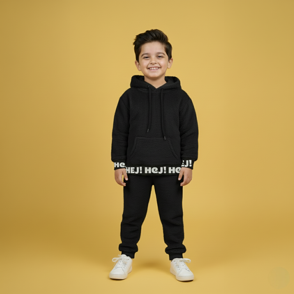 Black Imported Fur Hoodie Set