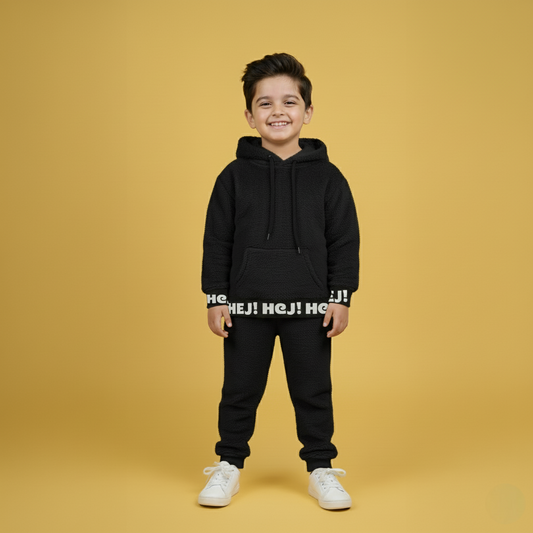 Black Imported Fur Hoodie Set