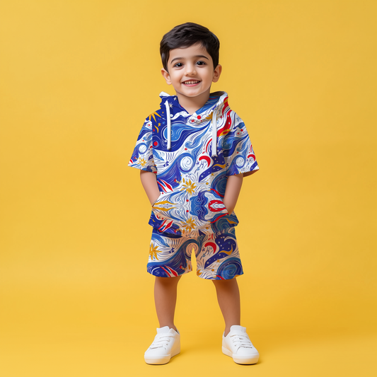 Wave Hoodie & Shorts Set