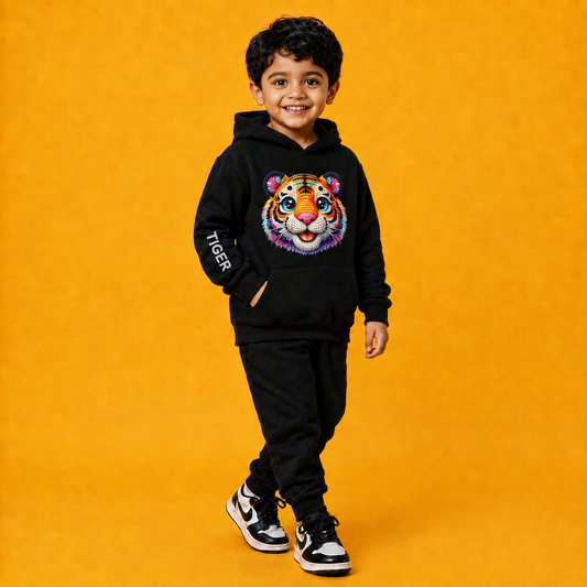 Black Tiger Printed Hoodie & Jogger Set