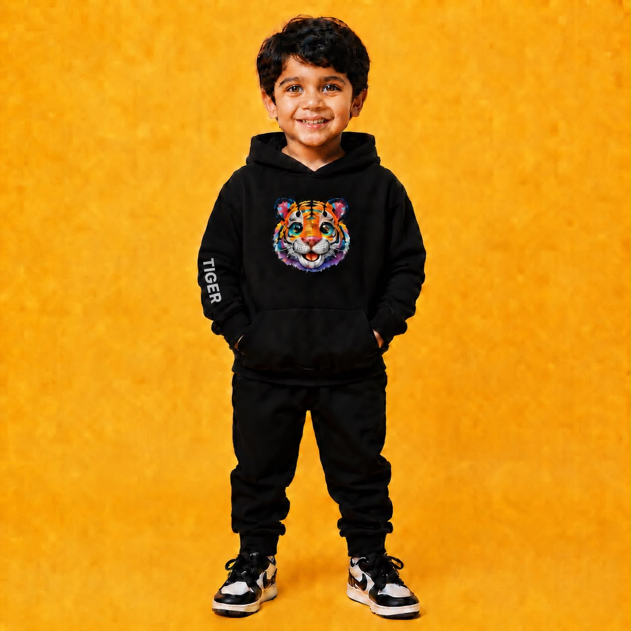 Black Tiger Printed Hoodie & Jogger Set
