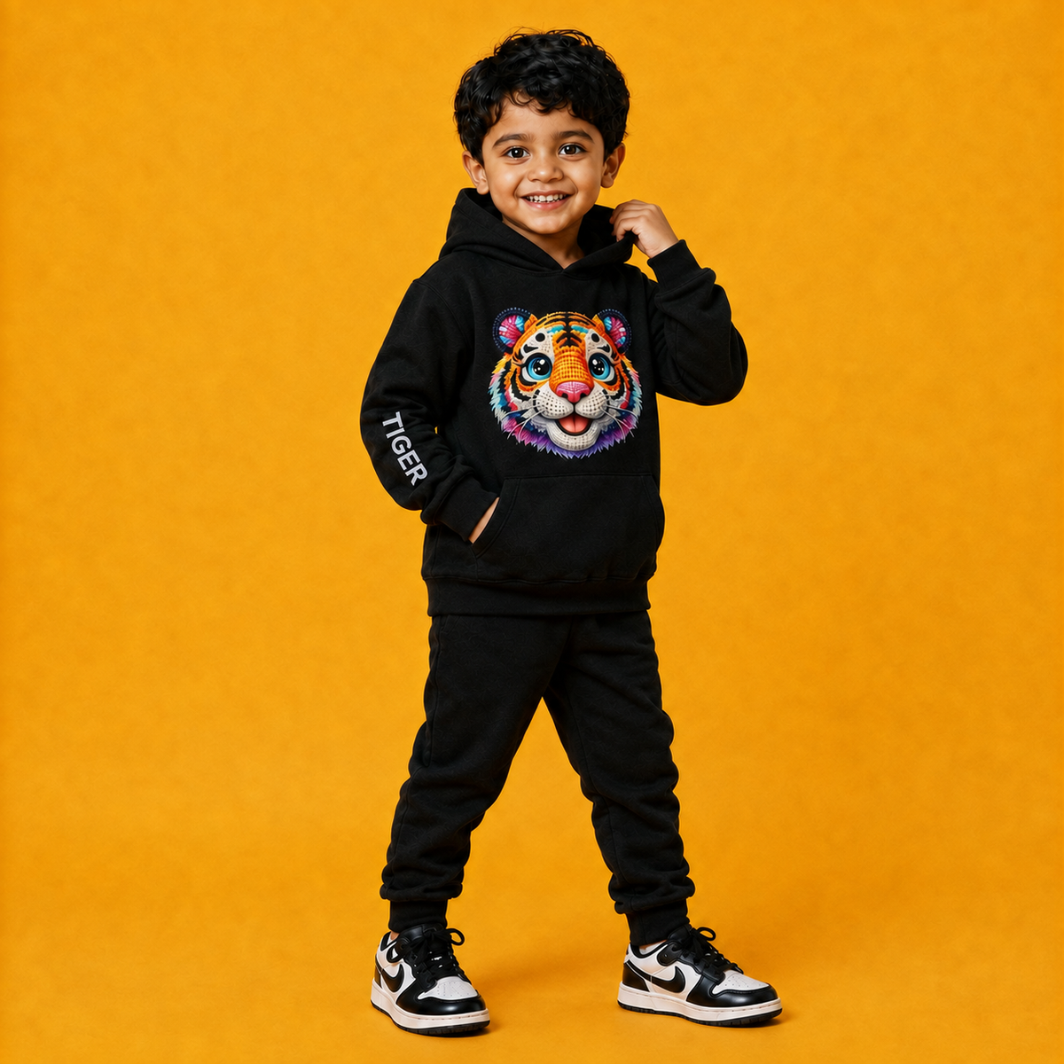 Black Tiger Printed Hoodie & Jogger Set