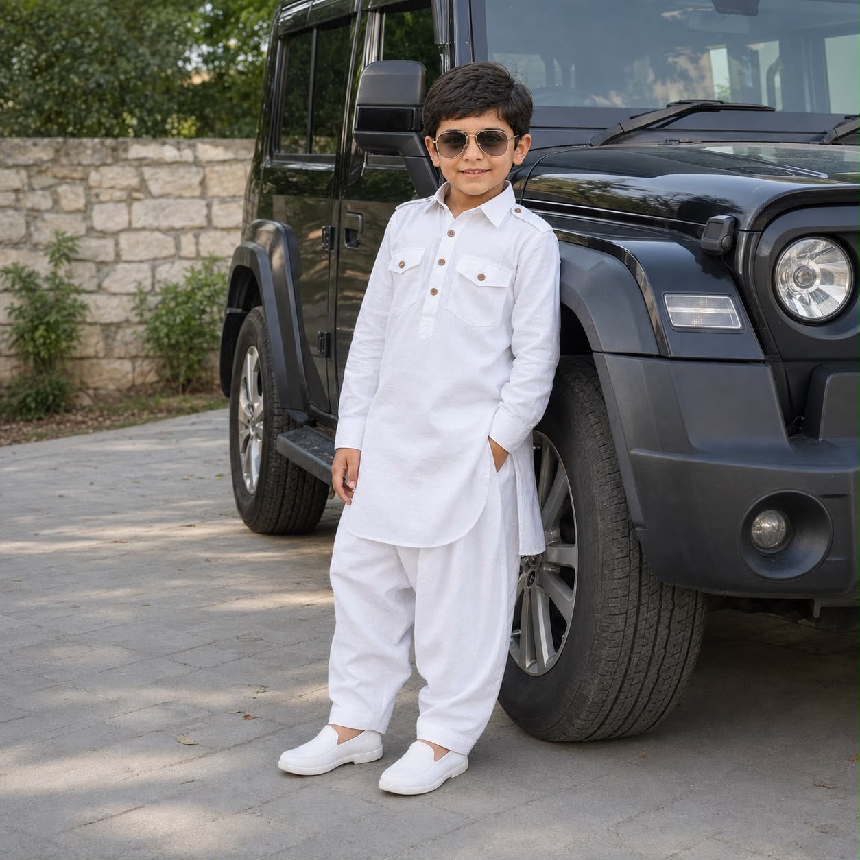white pathani kurta pajama set