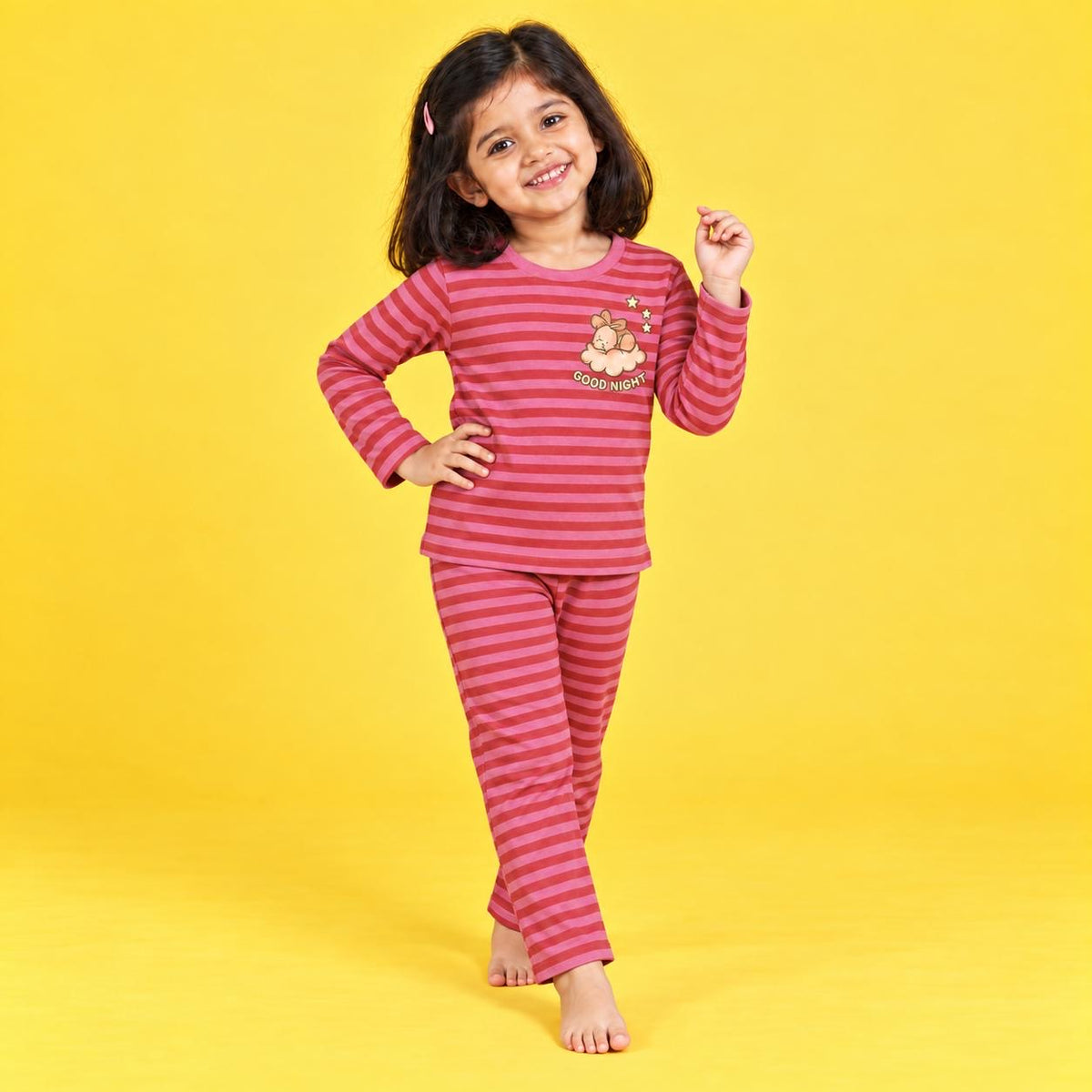 Sweet Dreams Pink Stripe Girls Night Suit