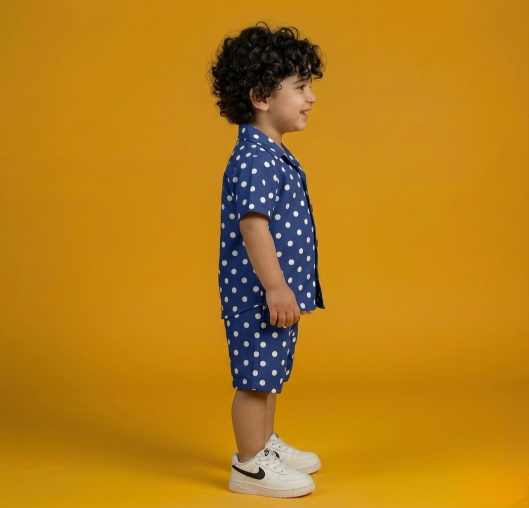 Mid-Night Dot  boys Shirt & Short Set