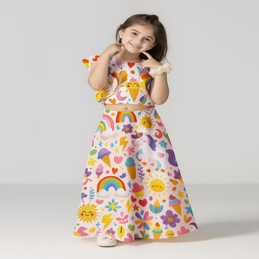 Rainbow & Sunshine Cotton Silk Lehenga Set
